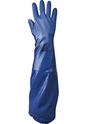 GLOVE SLEEVE NITRILE DIP;26 IN TEXTURED PALM - Latex, Supported